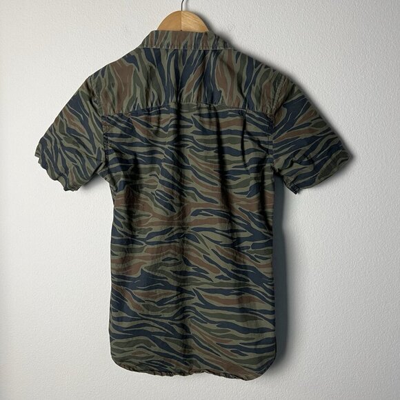 Anthropologie Your Neighbor Zebra Camo Button Up Shirt Cotton Size XS - Picture 4 of 7
